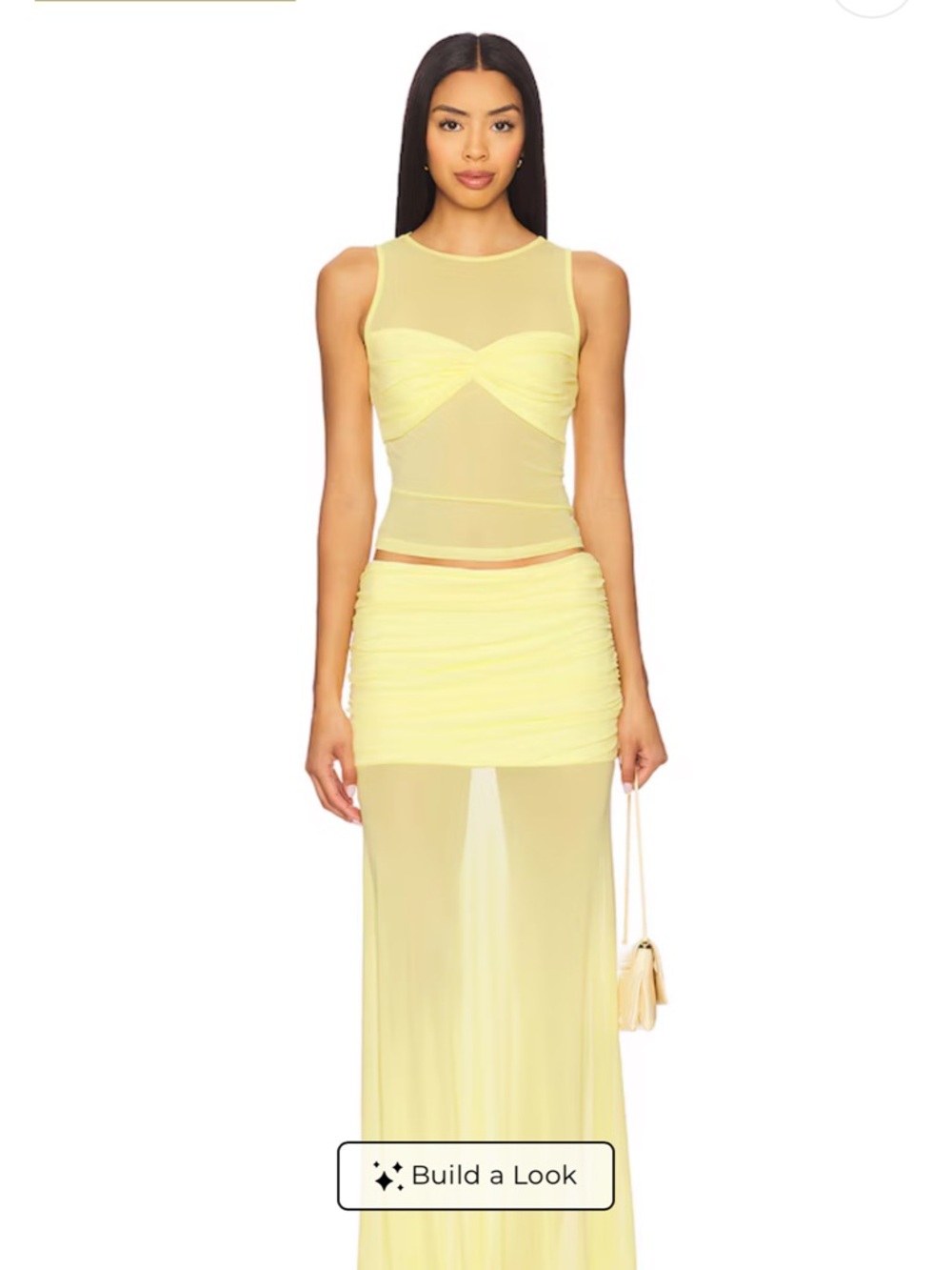 REVOLVE Yellow Sheer Ruched Two-Piece Maxi Dress